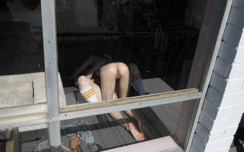 Girls Naked on the BDSM balcony