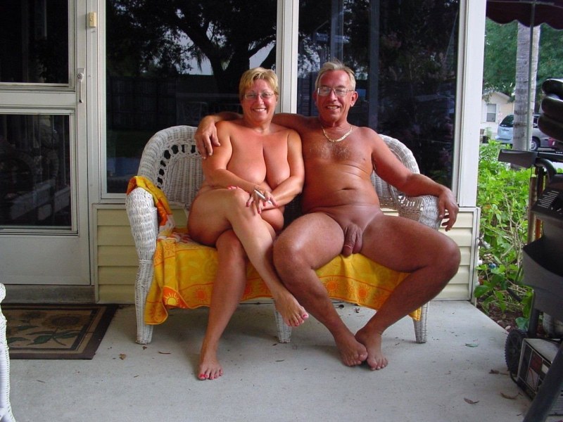 Mature nudists in nature