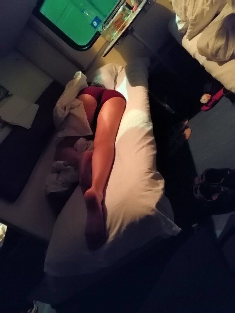 Cheating on her husband on the train