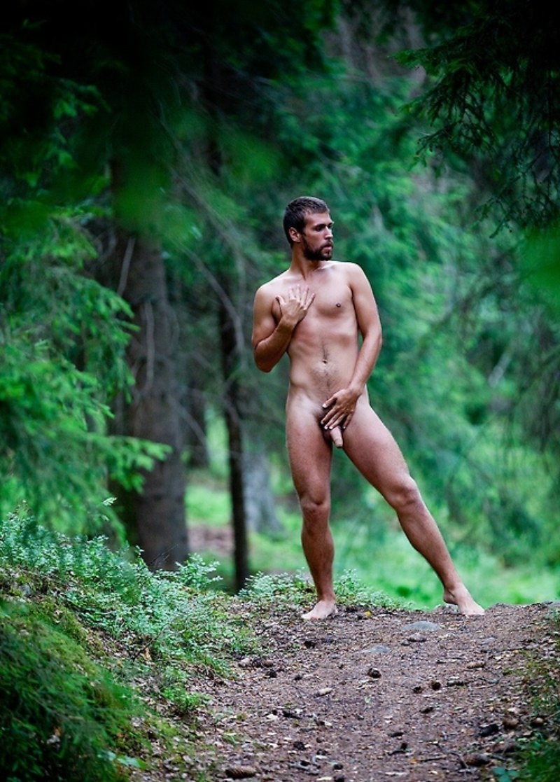 Naked nudists in nature