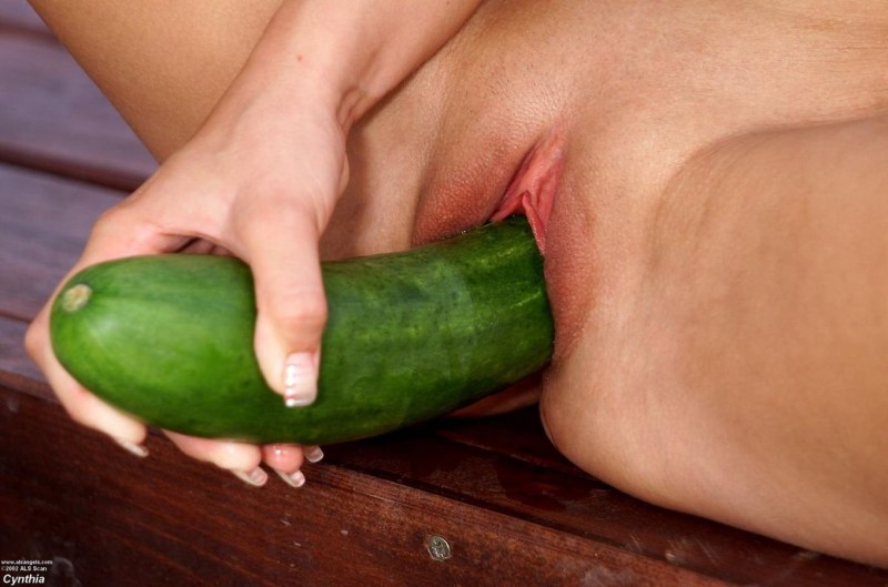 Long cucumber in the pussy