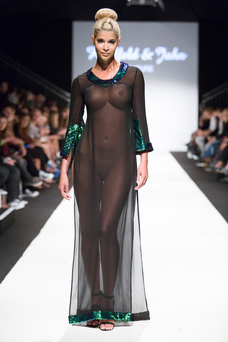 Michaela Shefer in a transparent dress