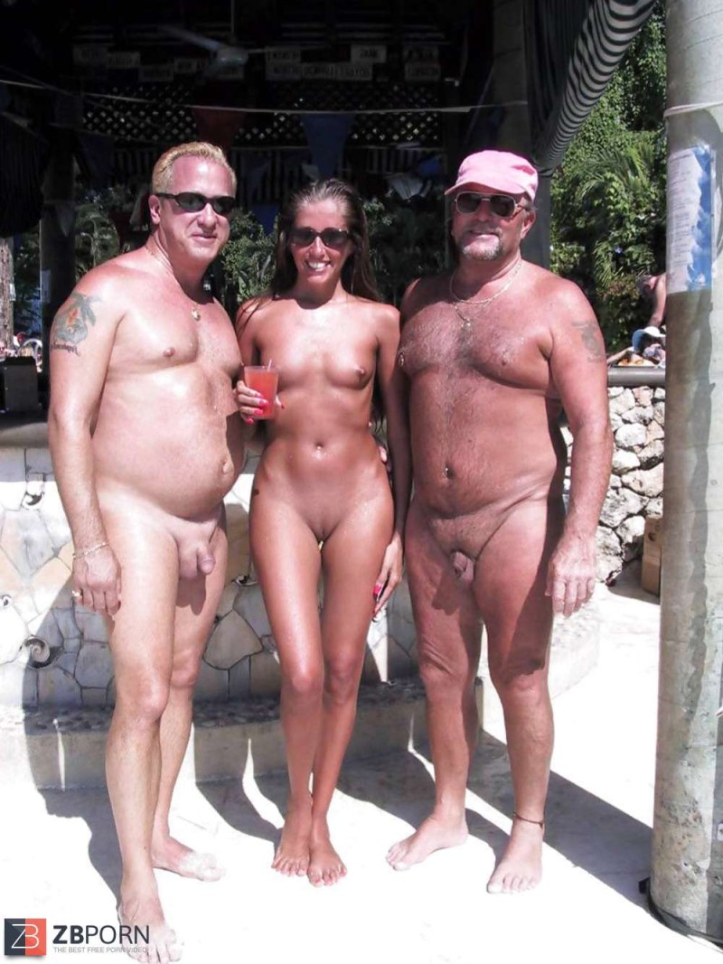 Naked old man on the beach