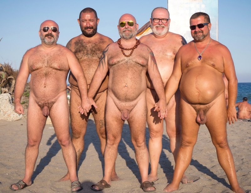 Naked old men on the beach