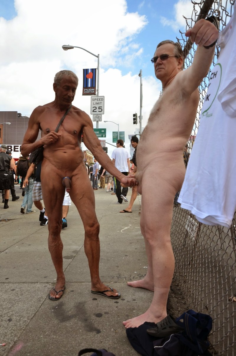 Naked elderly men on the beach