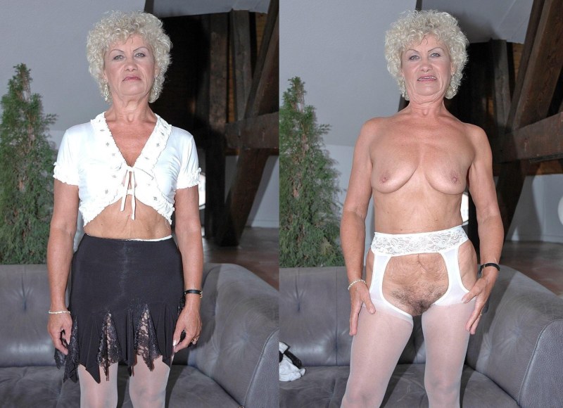 Sprinkled pussy of mature Dress undress