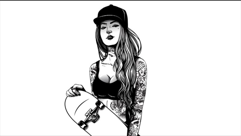 Skater girl drawing