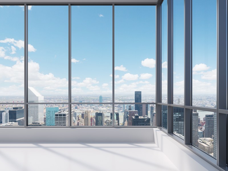 Panoramic windows in a skyscraper