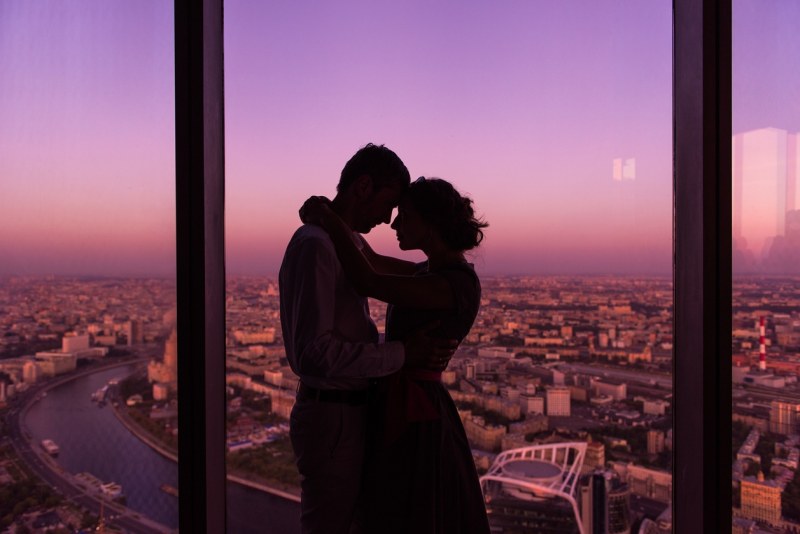 Panoramic window night city