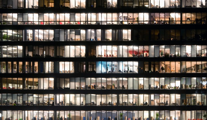 Woman in the office from behind