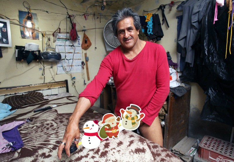 Man in shorts in front of the mirror