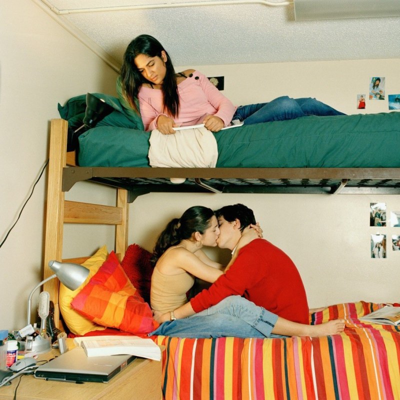 Girls on the bed in the hostel