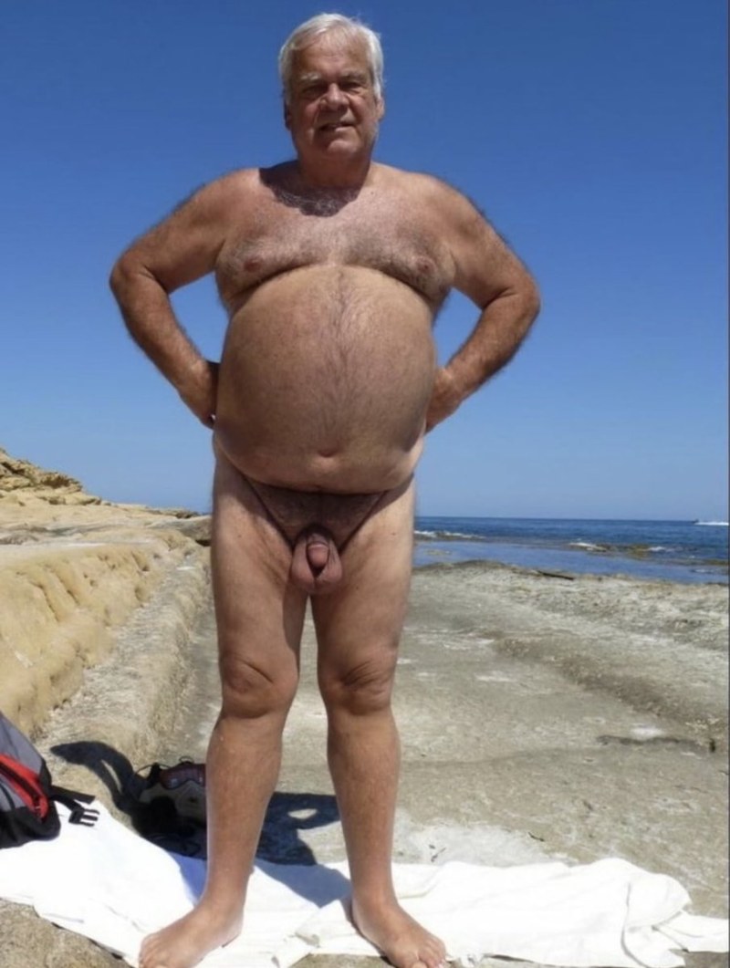 Old thick grandmothers on the beach