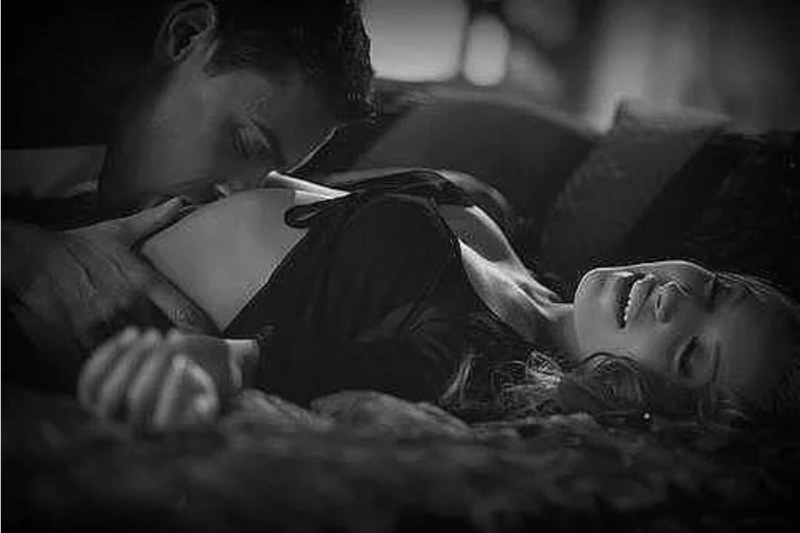 The girl seduces the man