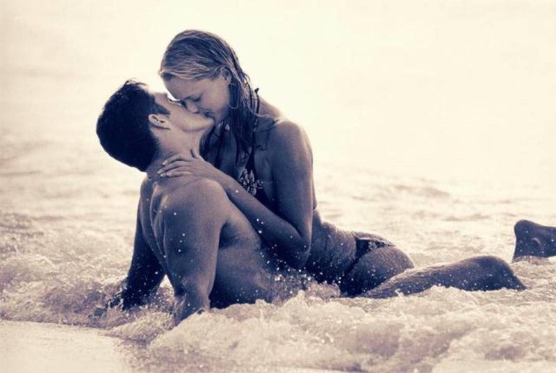 The couple on the beach hug