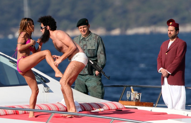 Sasha Baron Cohen on a yacht