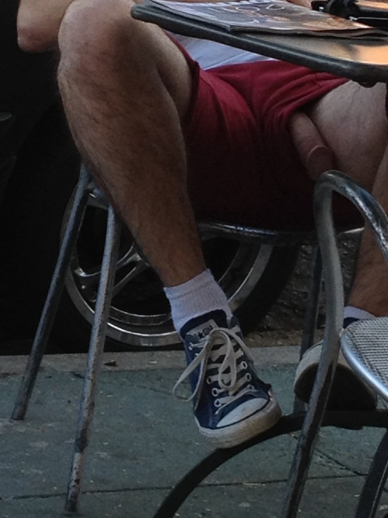 Giant member in shorts