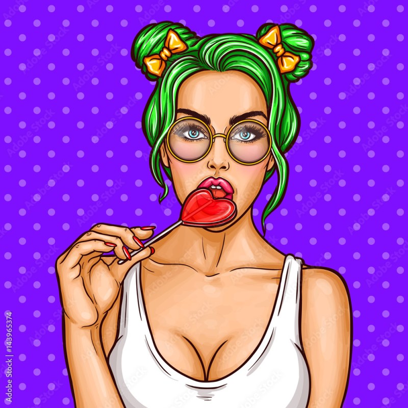 Pop art blonde with glasses