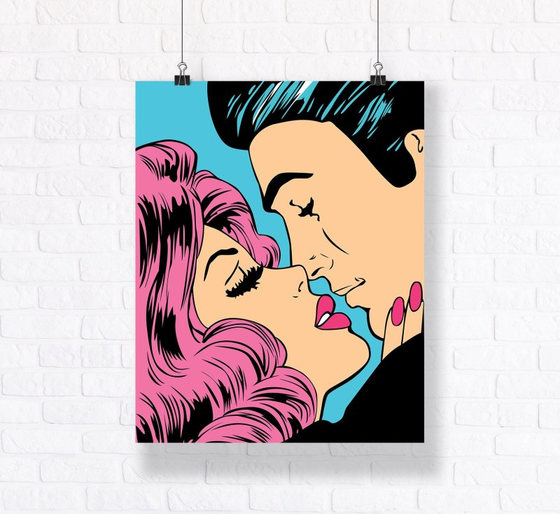 Pop art woman pink hair