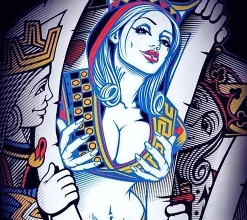 Girl with a glass in the style of PIN AP