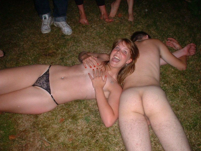Drunken mature without panties