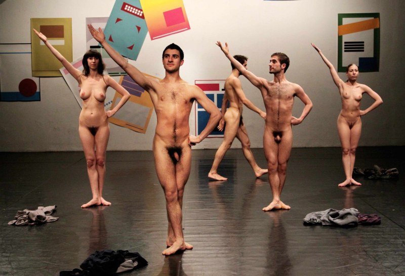 Naked dancers on stage