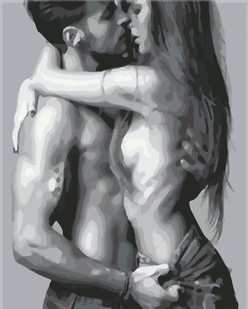 Passionate hugs of men and women