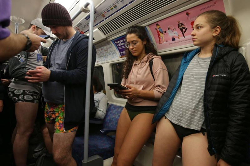 Flashmob in the subway without pants