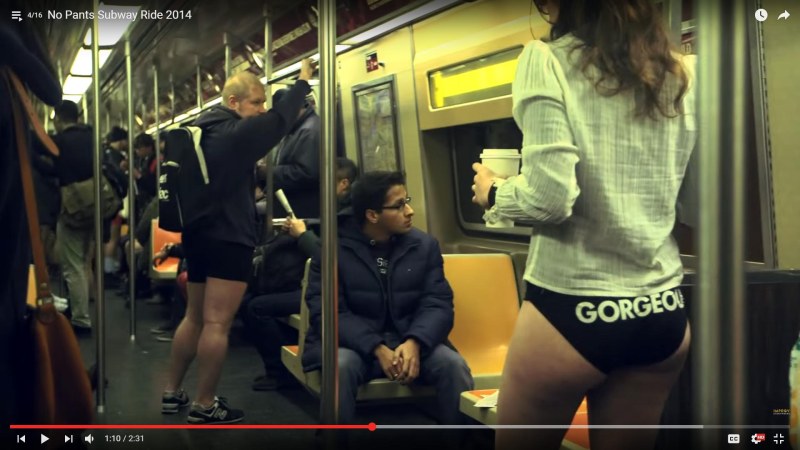 Flashmob in the subway without pants in Moscow 2017