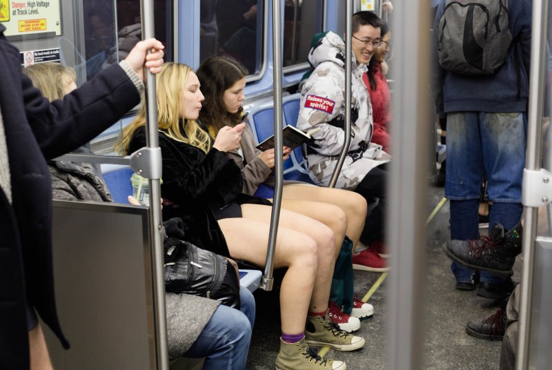 Girls without panties in the subway