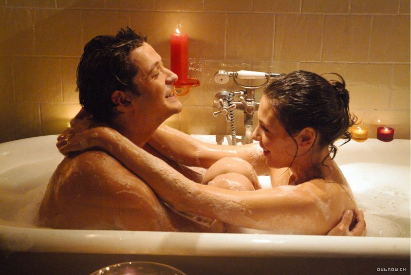 A guy with a girl in a bath