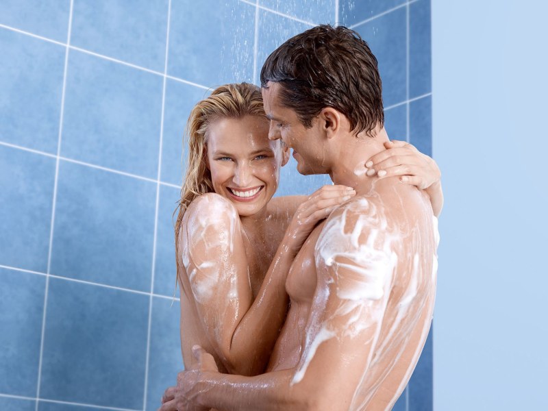 Man and woman in the shower