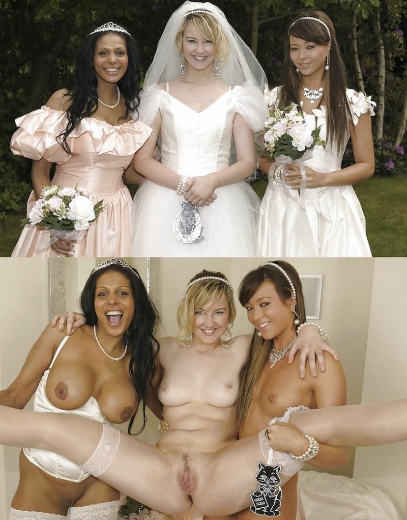 Naked women in a wedding dress