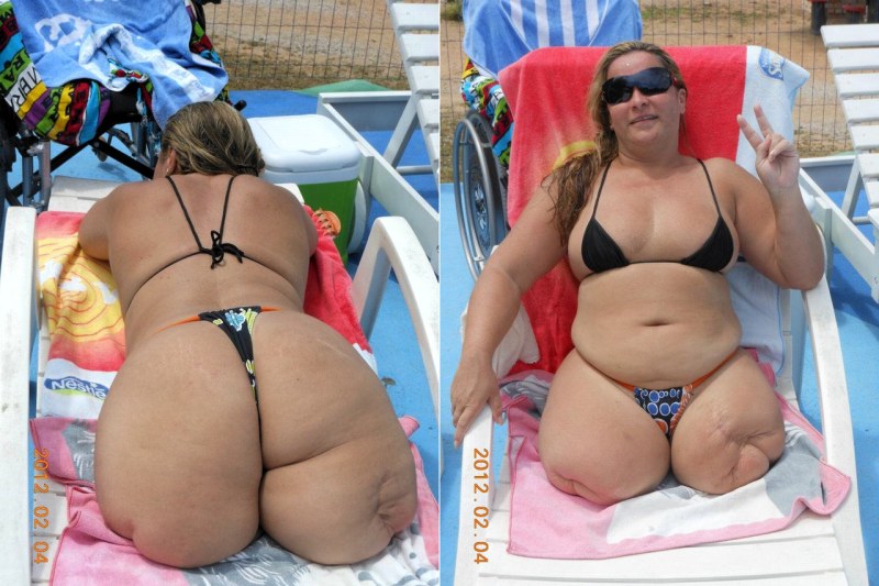 Cellulite naked on the beach