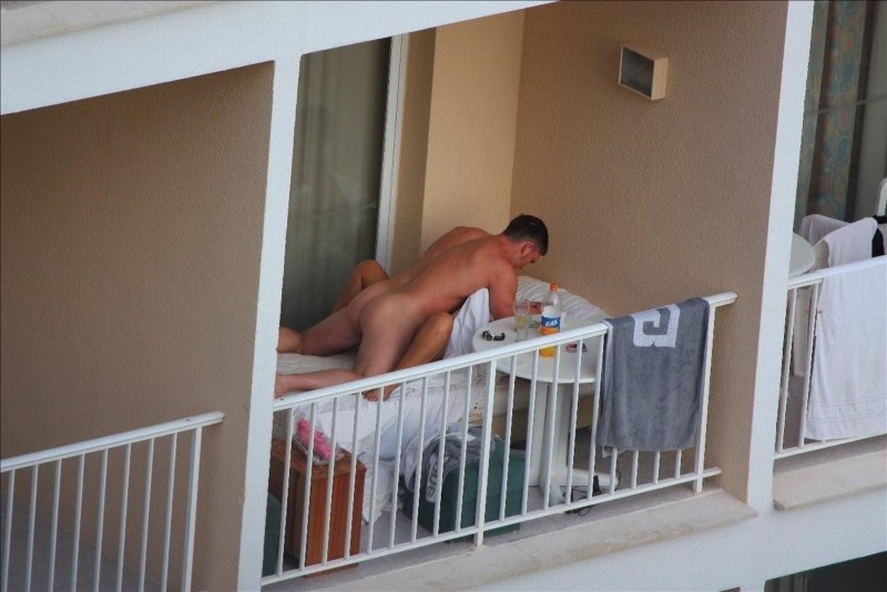 Girls without panties on the balcony