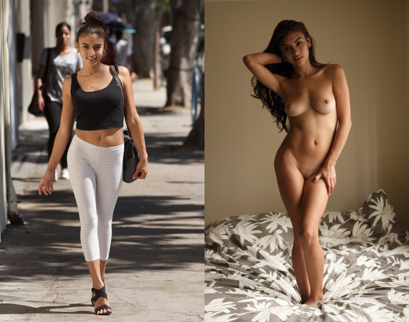 Girls dressed and stripped before and after