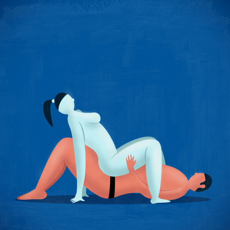 Schoolgirl in the pose of a rider