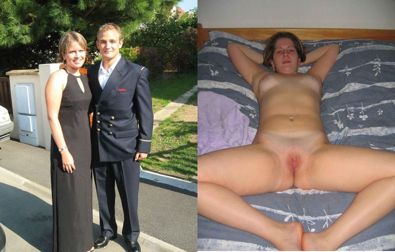 Naked woman among dressed