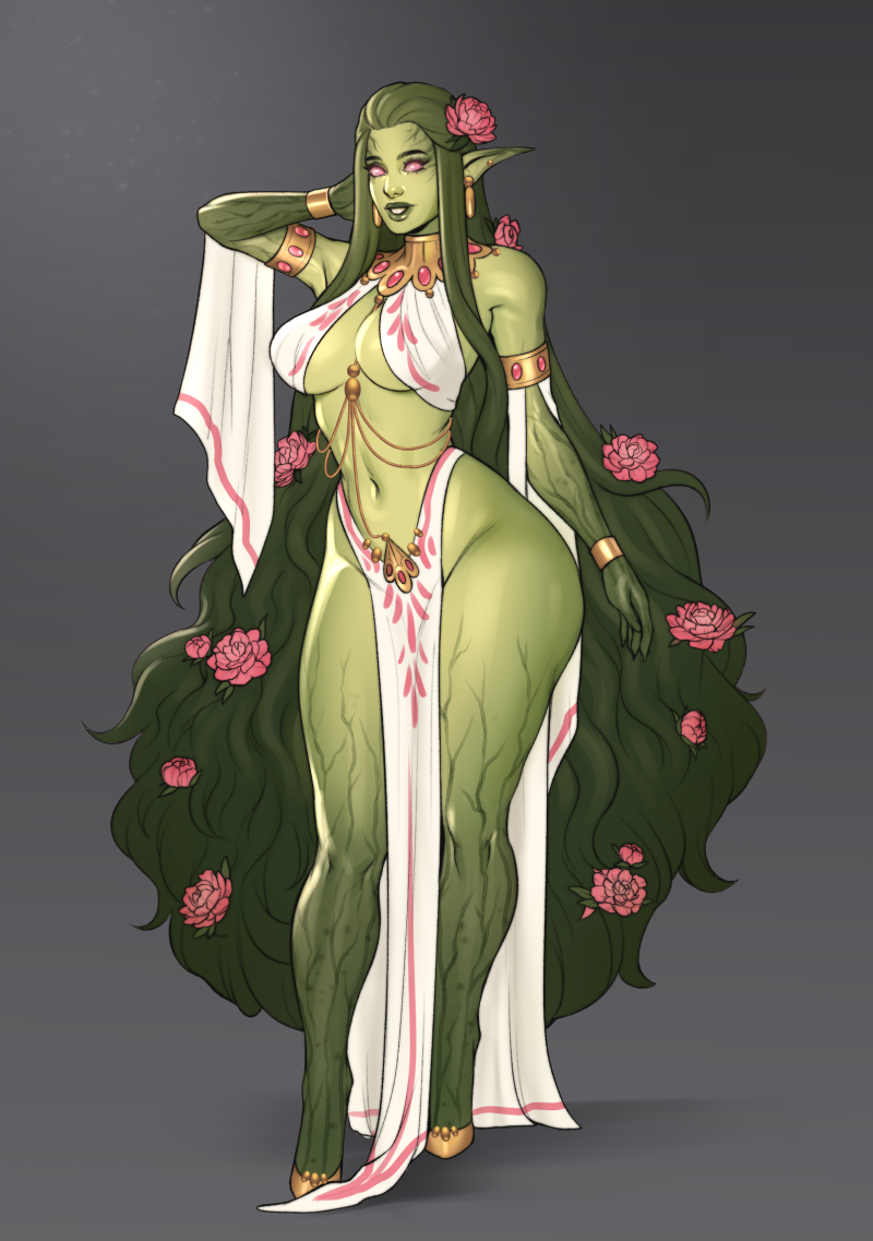 Drunk woman in a green dress