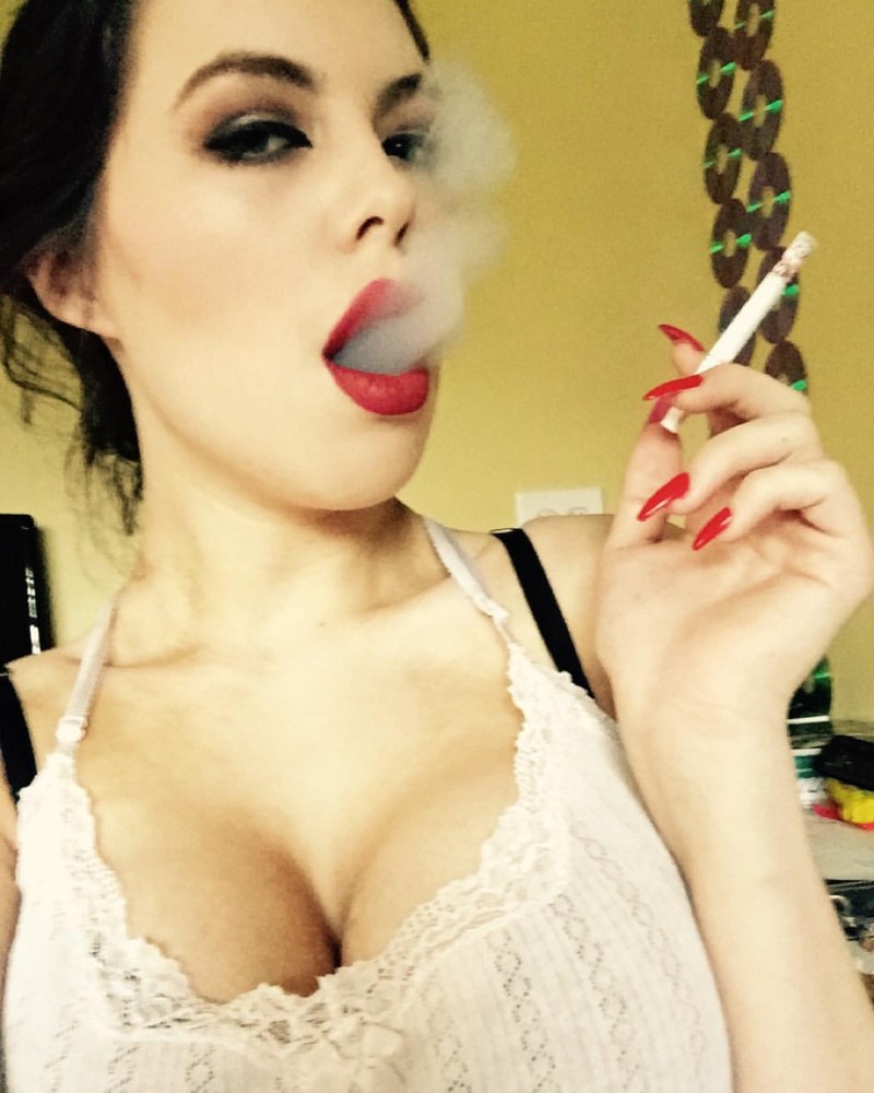 Busty girls smoke