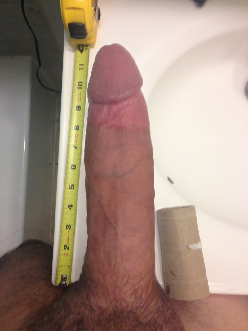Huge penis with a ruler