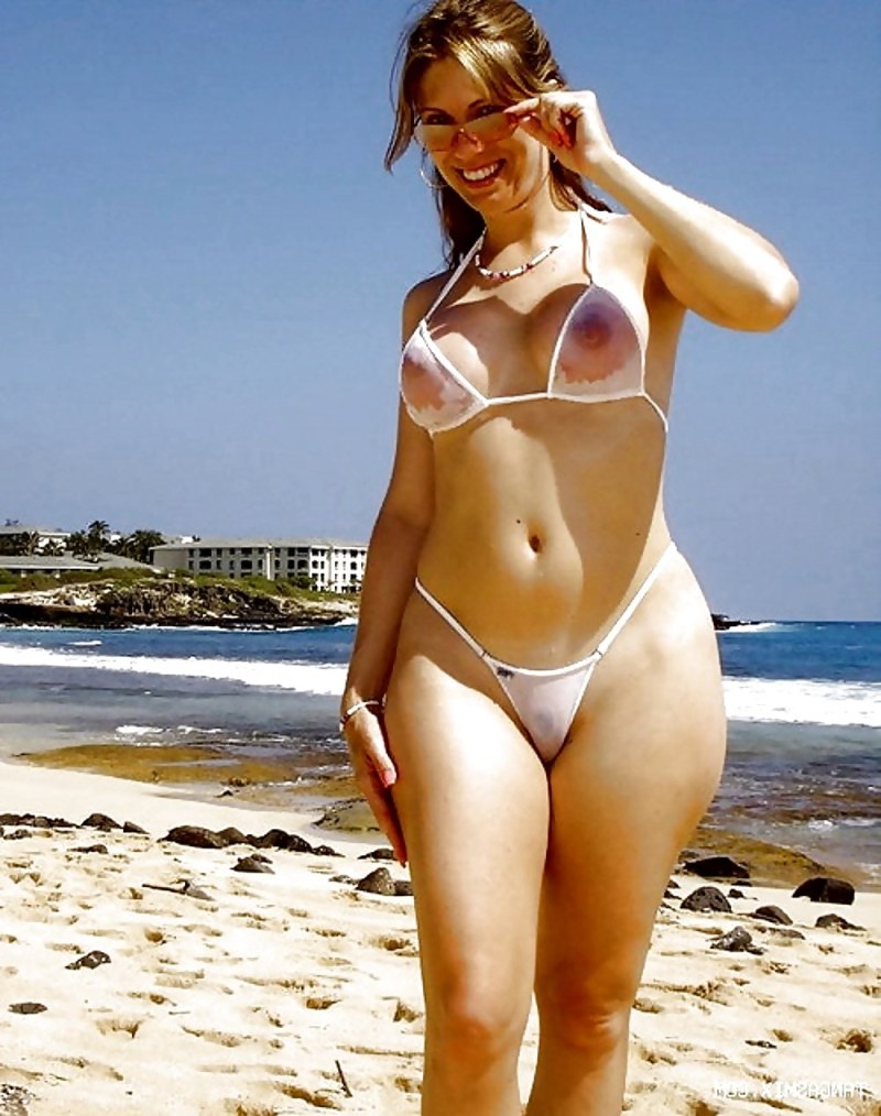Juicy women in transparent swimsuits