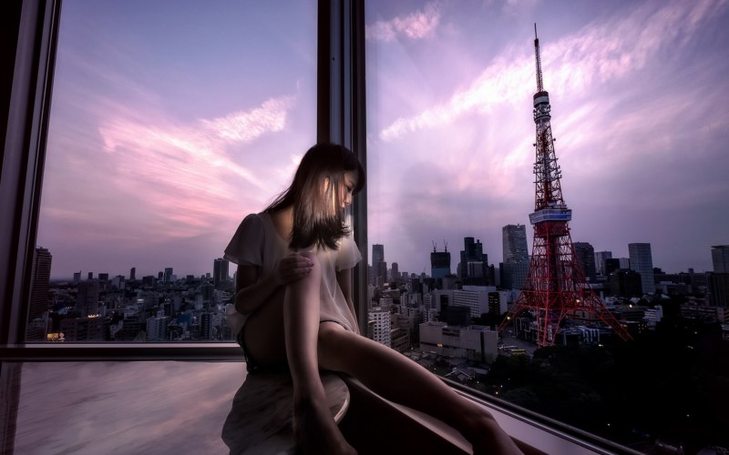 Night photo shoot in the city