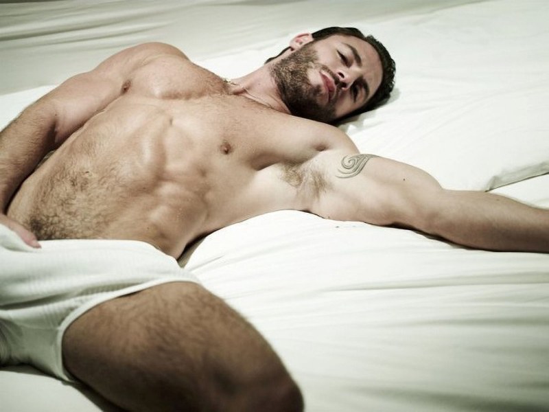 Naked hairy guys in bed