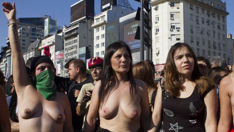 Protesting naked women