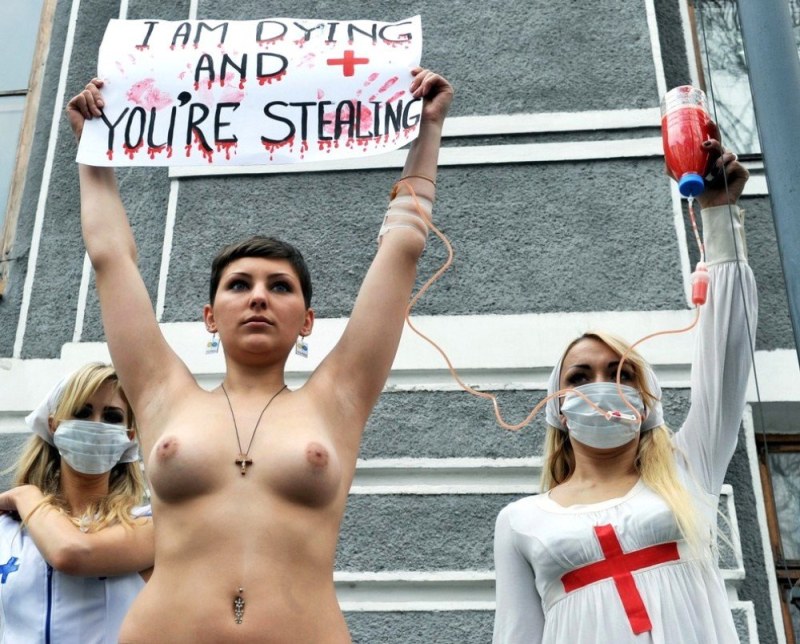 Feminists with naked breasts