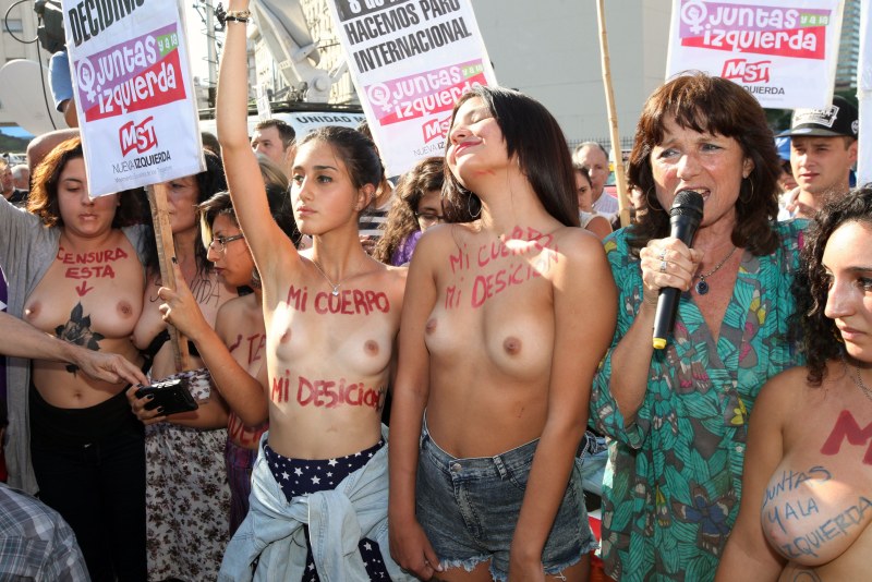 Naked women protest