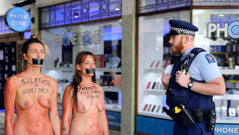 Naked protest nude police