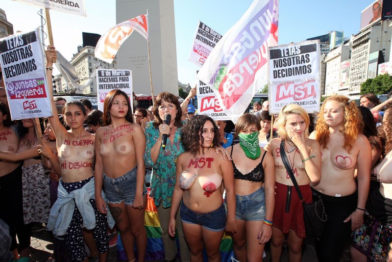 Feminists with naked breasts