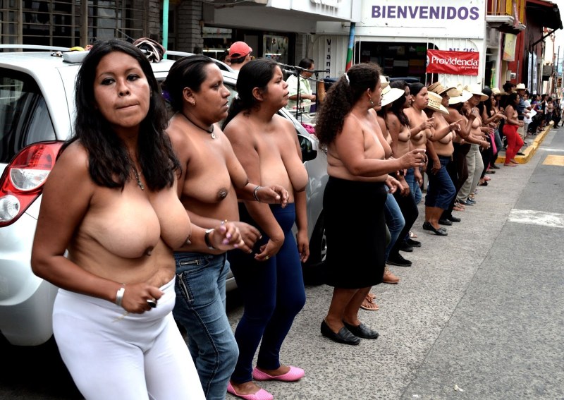 Naked women protest